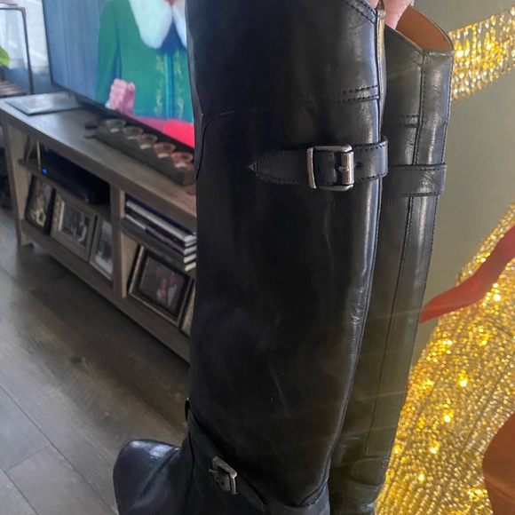 Frye Women's Black Tall Riding Leather Boots Size 8 - Picture 2 of 9